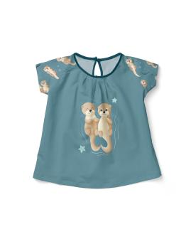 Preview: Baumwolljersey Splish Splash Otter Panel ca. 50cm Mint